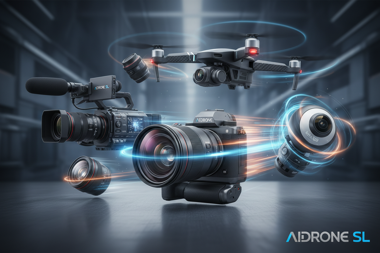 Image HD avec animation d'appareil photo, drone, objectif lente, vidéo camera et insta360 pour la société Aidrone Sl 